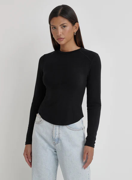 Black Long Sleeve Jersey Top- Hailee | 4th & Reckless