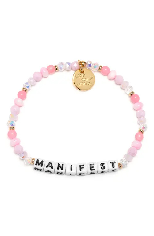 Little Words Project Manifest Beaded Stretch Bracelet in Pink at Nordstrom, Size Small | Nordstrom
