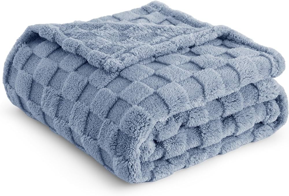 Bedsure Ashley Blue Fleece Blanket for Couch - Super Soft Cozy Blankets for Women, Cute Small Bla... | Amazon (US)