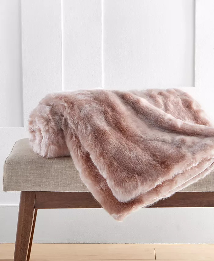 Hotel Collection Lynx Oversized Faux Fur Throw, 58 | Macy's