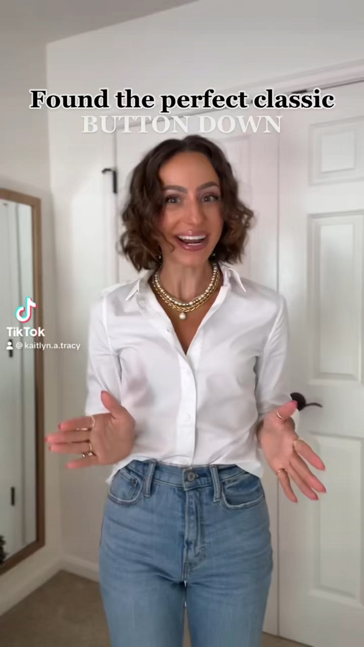 JCrew white slim poplin button down runs true to size and comes in petite (wearing an xxs petite)

#LTKworkwear #LTKMostLoved #LTKfindsunder100