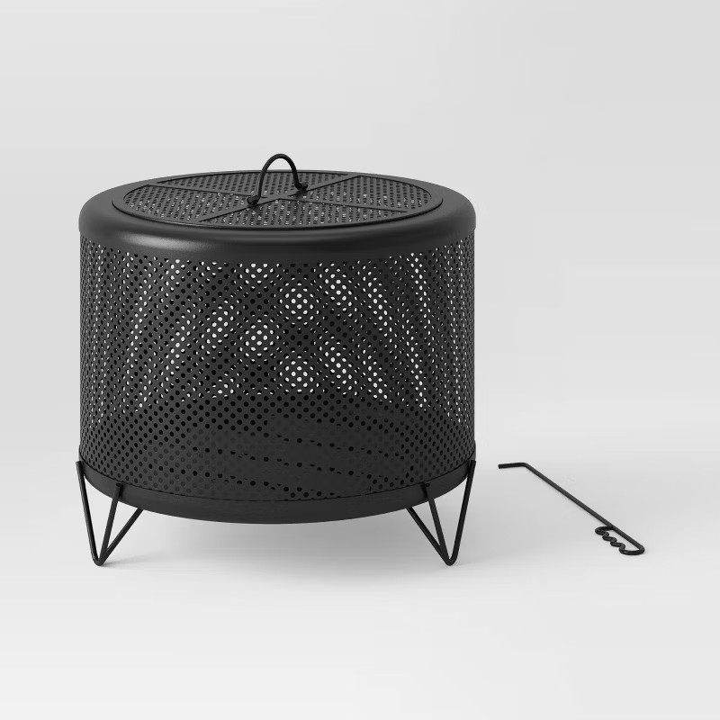 25" Metal Wood Burning Lantern Style Fire Pit - Black - Threshold™ | Target