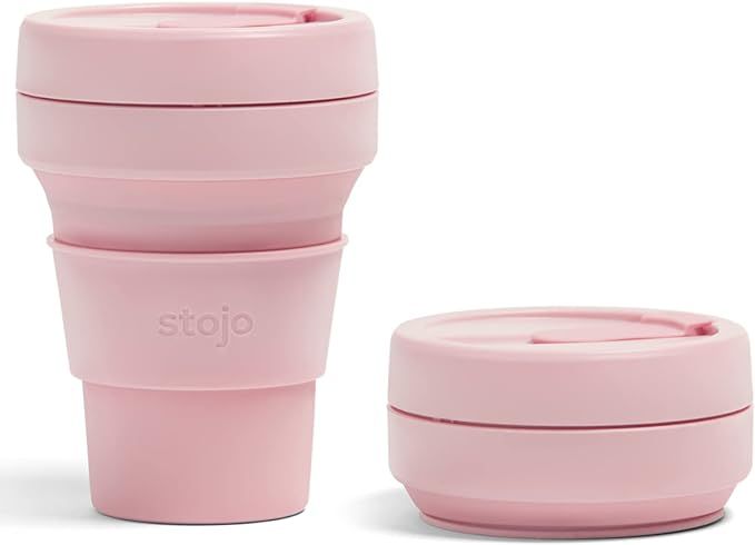 STOJO Collapsible Travel Cup - Carnation Pink, 12oz / 355ml - Leak-Proof Reusable To-Go Pocket Si... | Amazon (US)