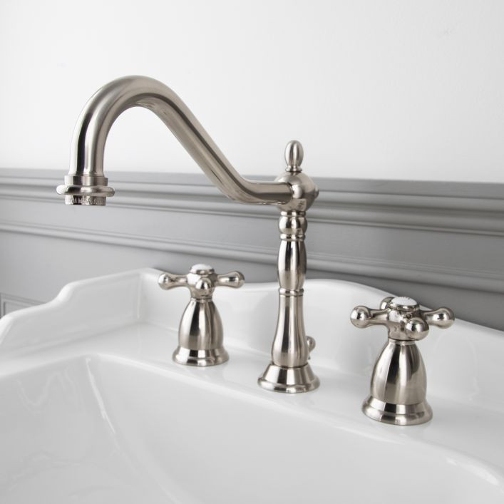 Randolph Morris Victorian Widespread Bathroom Sink Faucet with Metal Cross Handles | Vintage Tub & Bath