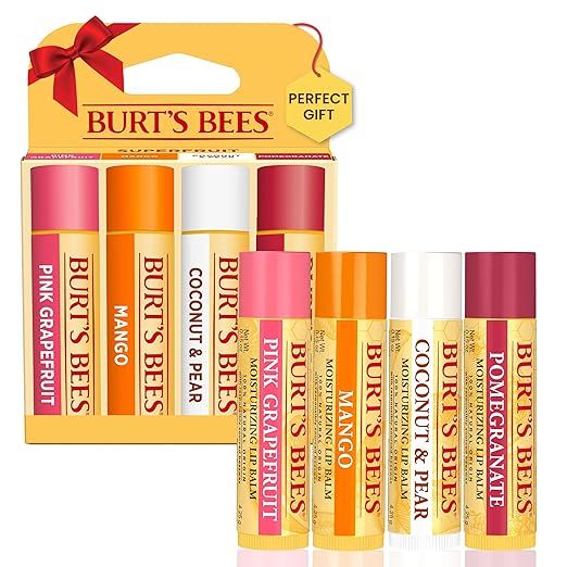 Burt's Bees Lip Balm Stocking Stuffers, Moisturizing Lip Care Christmas Gifts, SuperFruit - Pomeg... | Amazon (US)