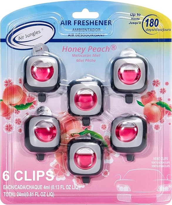 Air Jungles Honey Peach Scent Car Air Freshener Vent Clip, 6 Count Long Lasting Up to 180 days, N... | Amazon (US)
