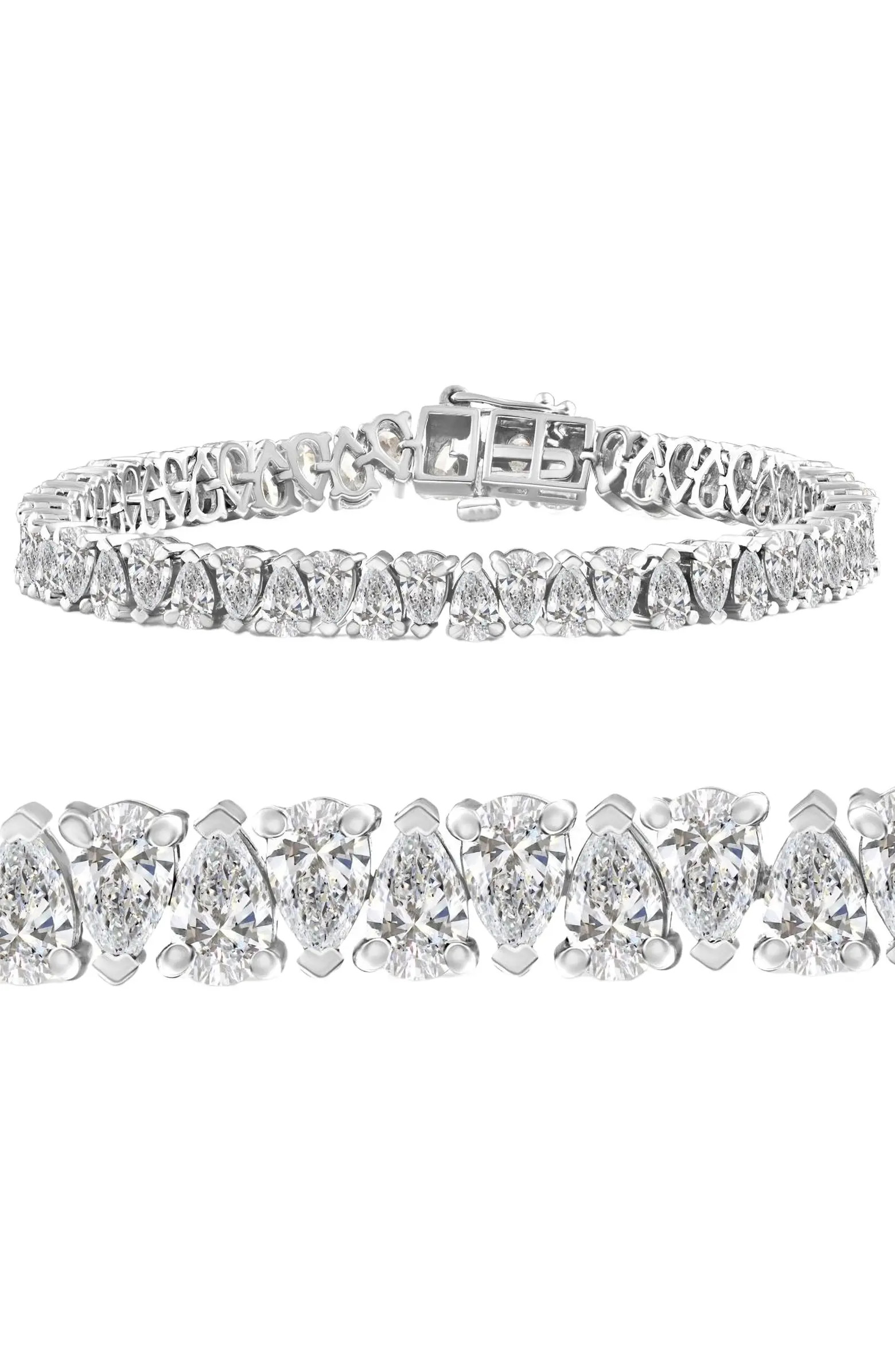 10Ct Pear Shape Diamond Tennis Bracelet Wide 14k Gold Lab Grown | Nordstrom