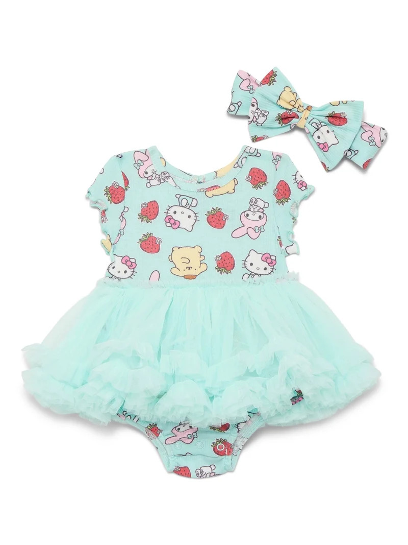 Hello Kitty and Friends Baby Girls Tutu Bodysuit with Matching Headband, 2-Piece, Sizes Newborn-2... | Walmart (US)