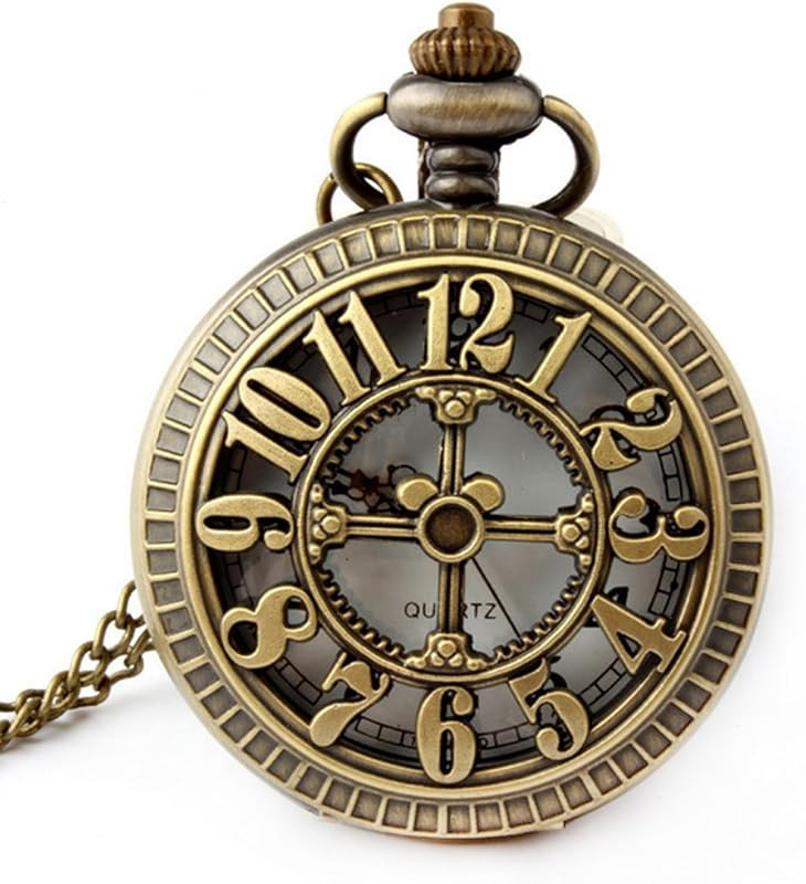 I-MART Retro Antique Bronze Pocket Watch with 31Inches Lobster Clasp Necklace Chain | Amazon (US)