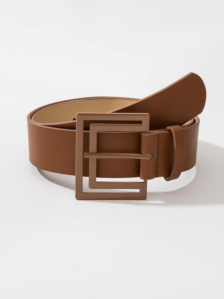 1pc Women's Cut-Out Painted Square Buckle Pu Leather Belt For Daily Wear, Suitable For Jumper And Trousers Summer, School Fall, Autumn, Halloween | SHEIN