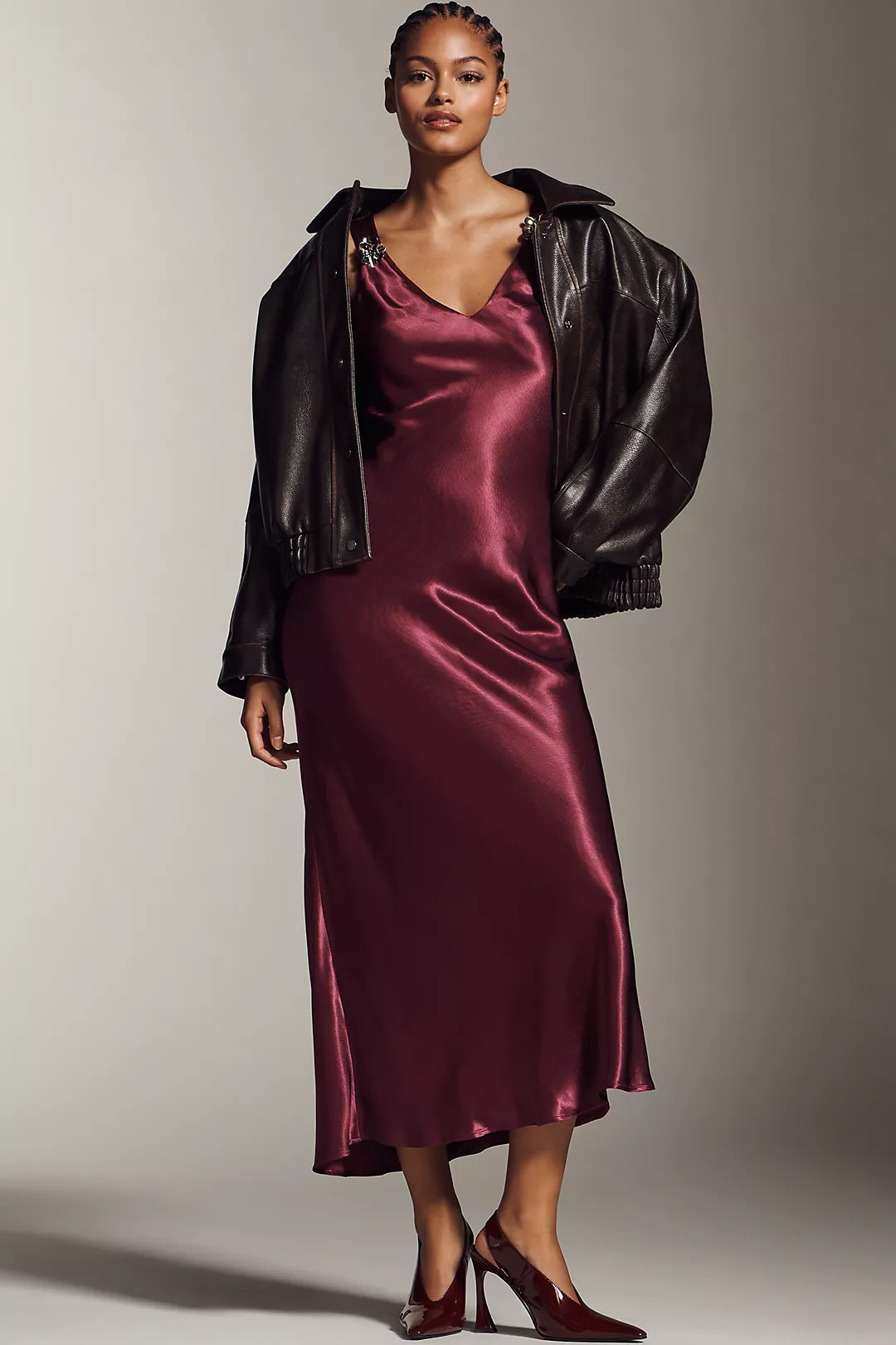 By Anthropologie Sleeveless V-Neck Midi Slip Dress | Anthropologie (US)