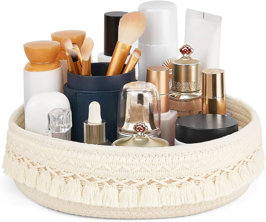 Mkono Makeup Perfume Holder Organizer Macrame Decorative Woven Rope Basket Boho Decor Cosmetics D... | Amazon (US)