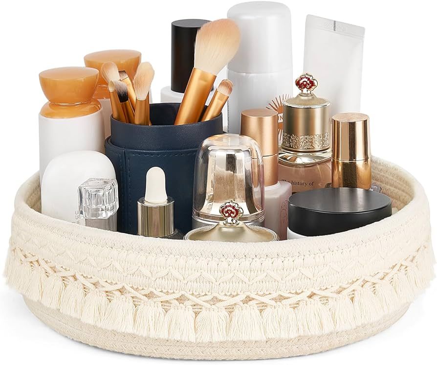 Mkono Makeup Perfume Holder Organizer Macrame Decorative Woven Rope Basket Boho Decor Cosmetics D... | Amazon (US)