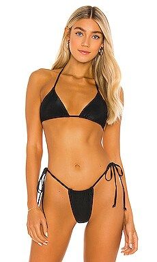 Frankies Bikinis Tia Ribbed Bikini Top in Black from Revolve.com | Revolve Clothing (Global)