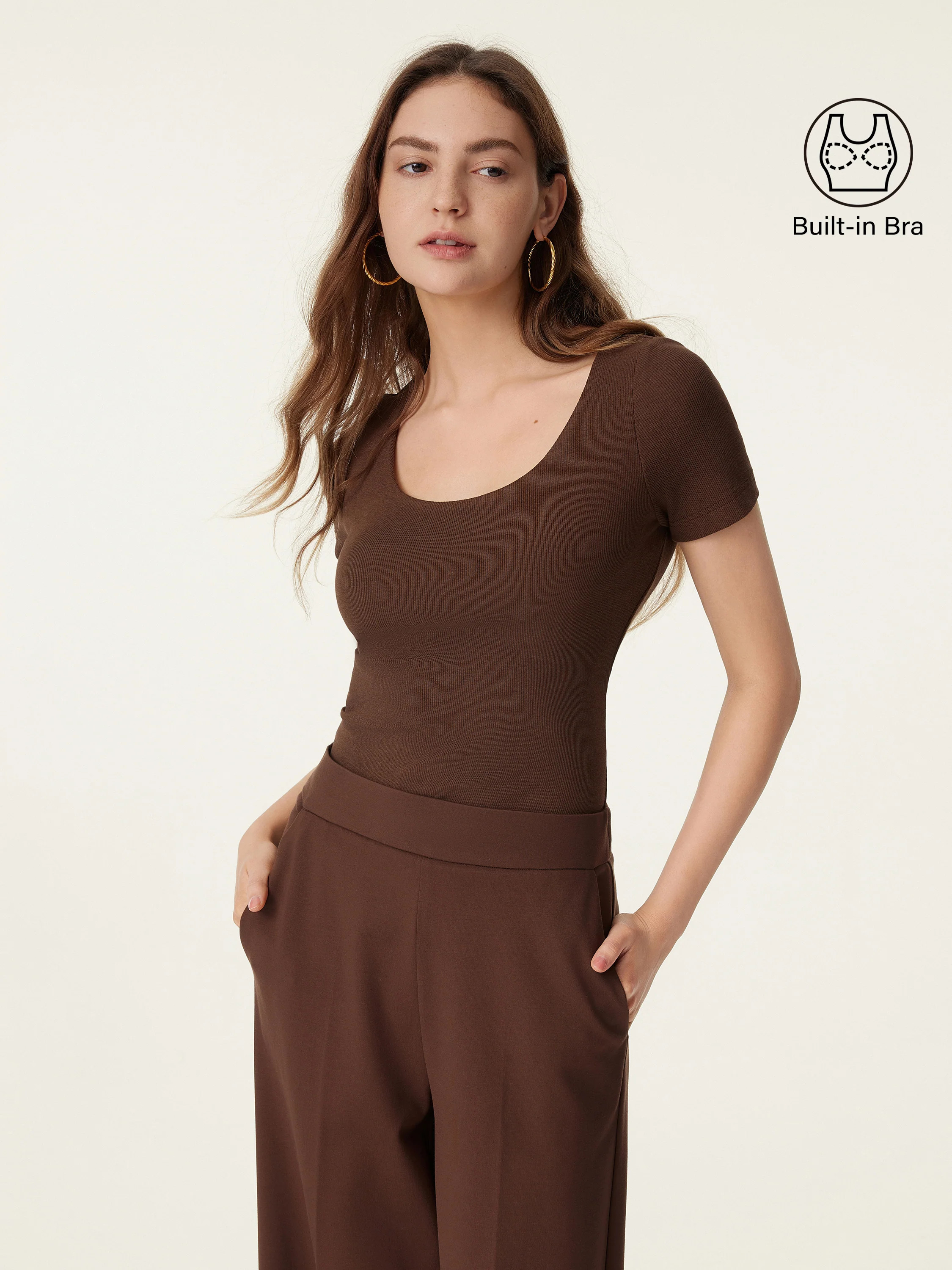 Scoop Neck Short Sleeve Cotton New Airy Bra Top | OGLmove