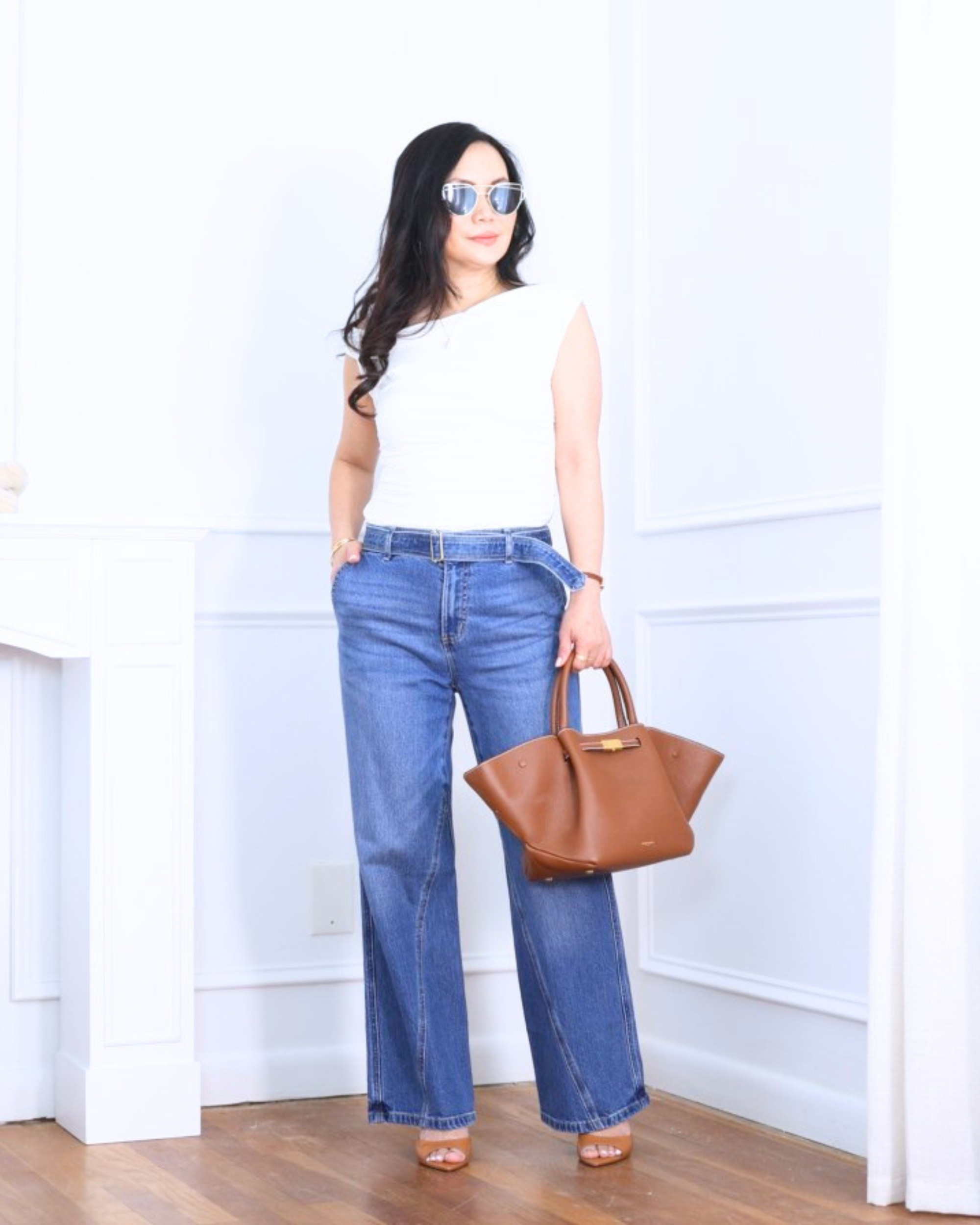 Amazon top paired with wide-leg jeans from LOFT and shoes from Mango — easy, relaxed, and effortlessly styled for everyday wear. I'm 5'2, wearing size S. 

 #LTKootd #LTKOver40 #LTKPetite