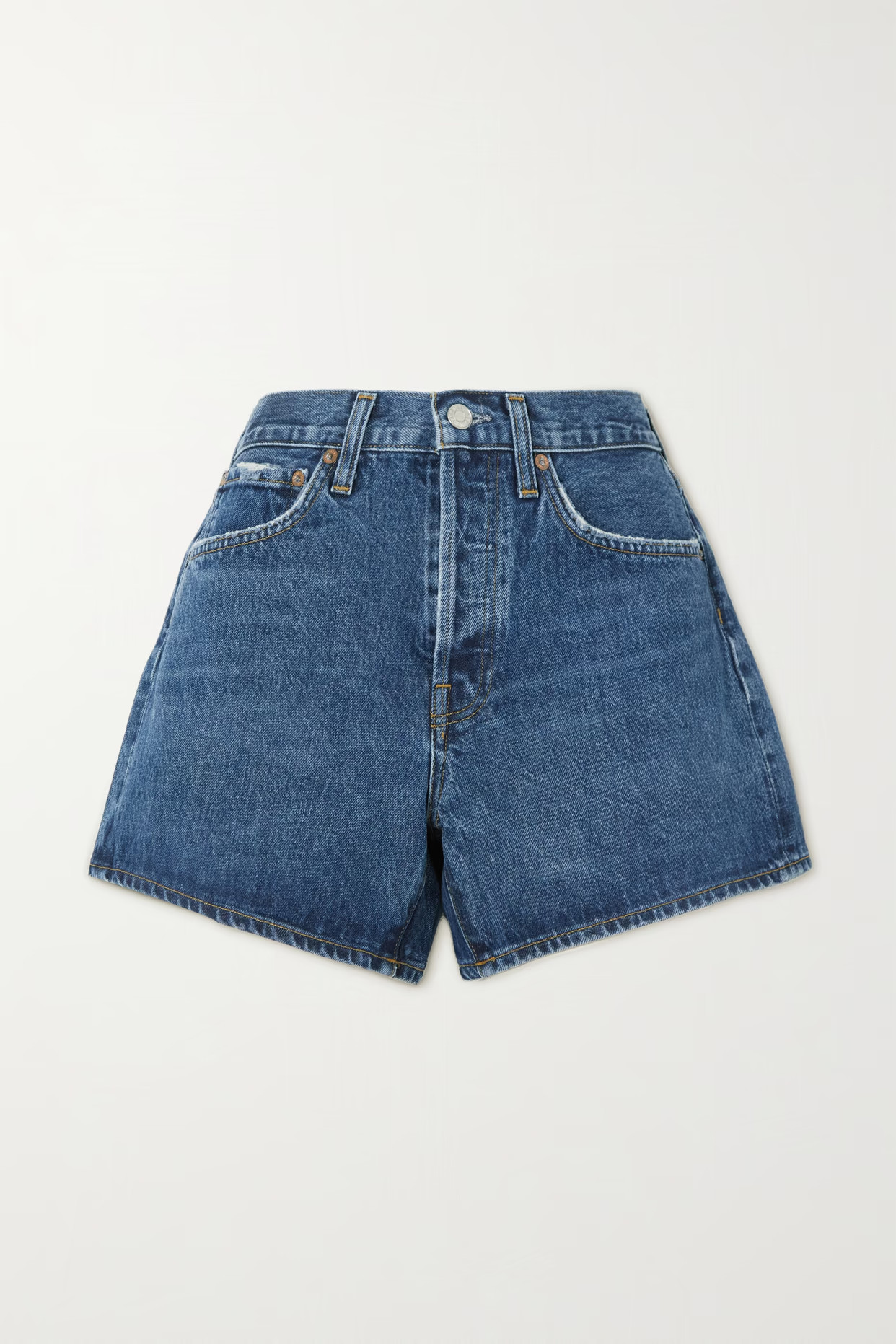 AGOLDE - Parker Long Clean Organic Denim Shorts - Dark denim | NET-A-PORTER (UK & EU)