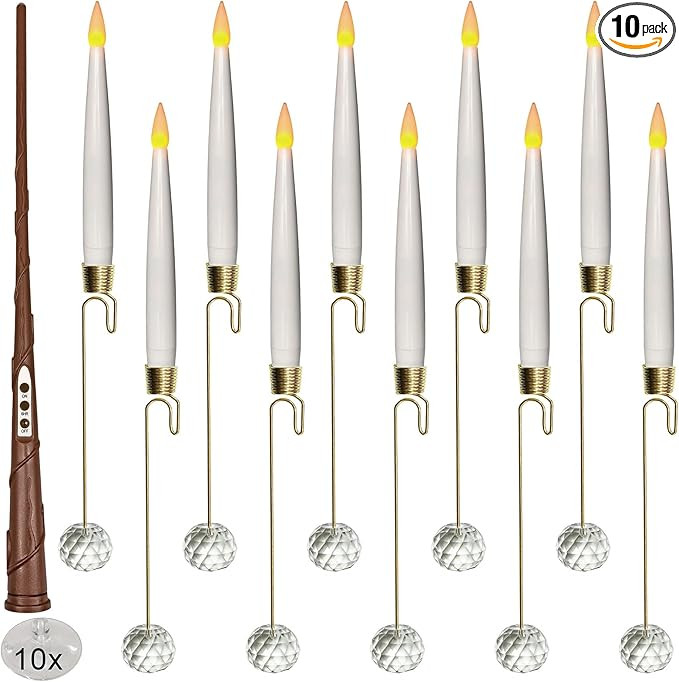 Leejec 10 Pcs Christmas Tree Candles with Crystal Drops, Wand Remote Window Candle with Timer, Ba... | Amazon (US)