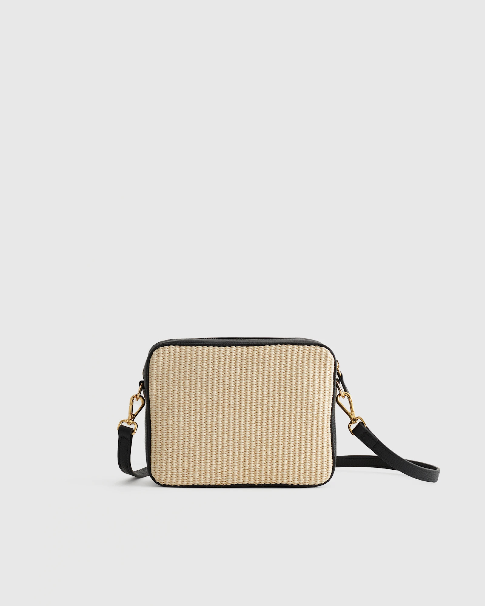 Italian Leather & Raffia Crossbody in Natural | Quince
