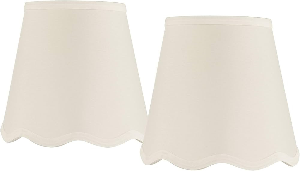 Set of 2 Small Hardback Scalloped Empire Lamp Shades White 4" Top x 6" Bottom x 5.5" High x 5.5" ... | Amazon (US)