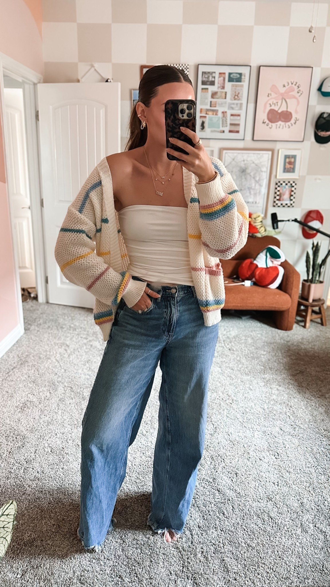 Rainbow sweater + tube top day 🌈 wearing size small tube top, medium cardigan and 6 long jeans.


#LTKStyleTip #LTKFindsUnder50