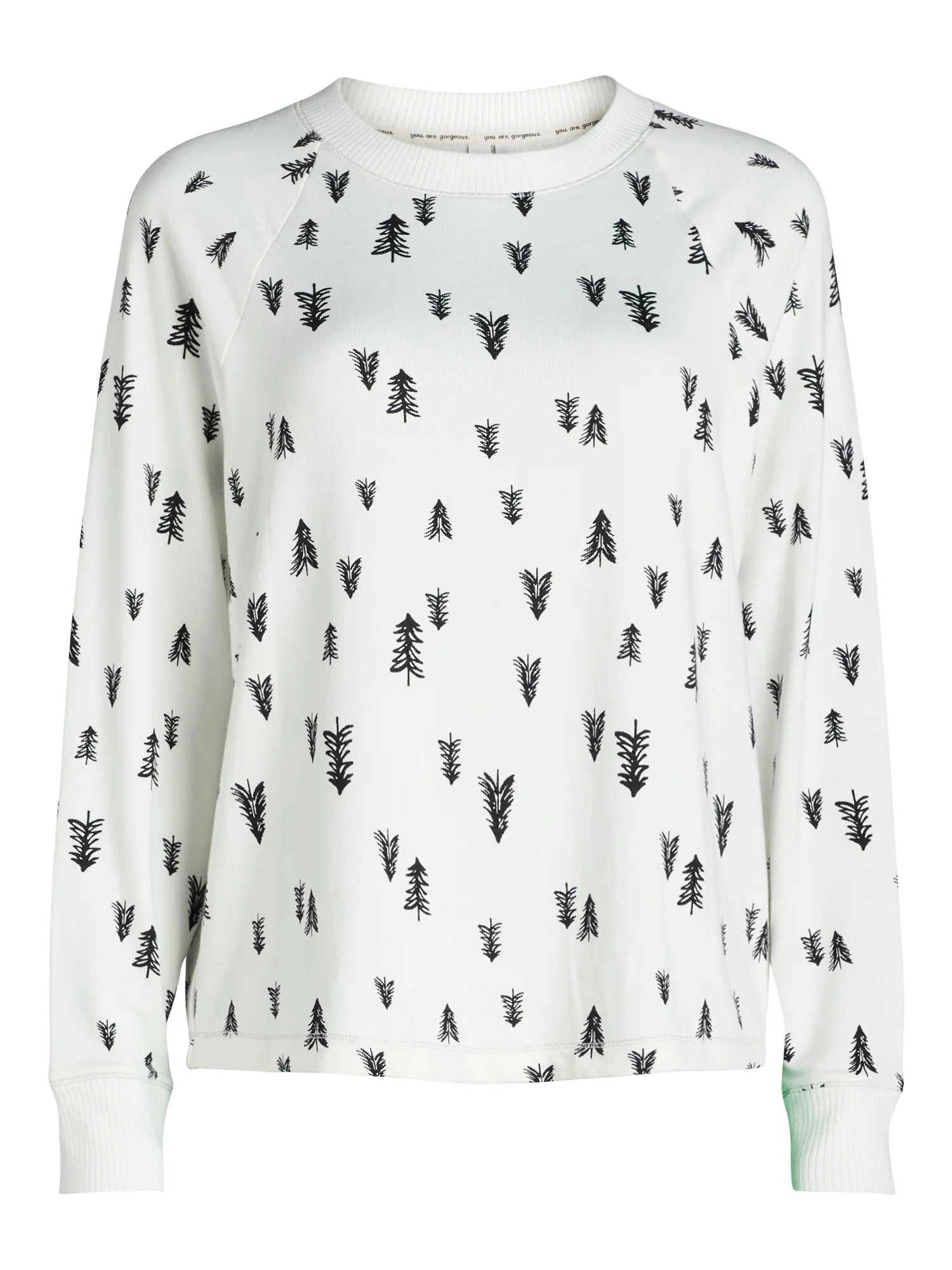 Joyspun Women’s Hacci Knit Tree Print Sleep Top with Long Sleeves, Sizes XS-3X | Walmart (US)