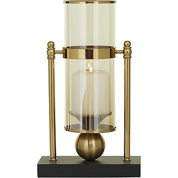 CosmoLiving by Cosmopolitan Metal Pillar Candle Holder with Metal Stand, 8" x 4" x 13", Gold | Amazon (US)