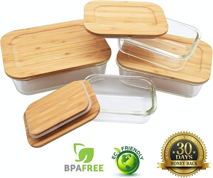 Glass Food Storage Containers with Lids | 8 Pc Set for Kitchen Storage, Lunch Containers, Baby Fo... | Amazon (US)