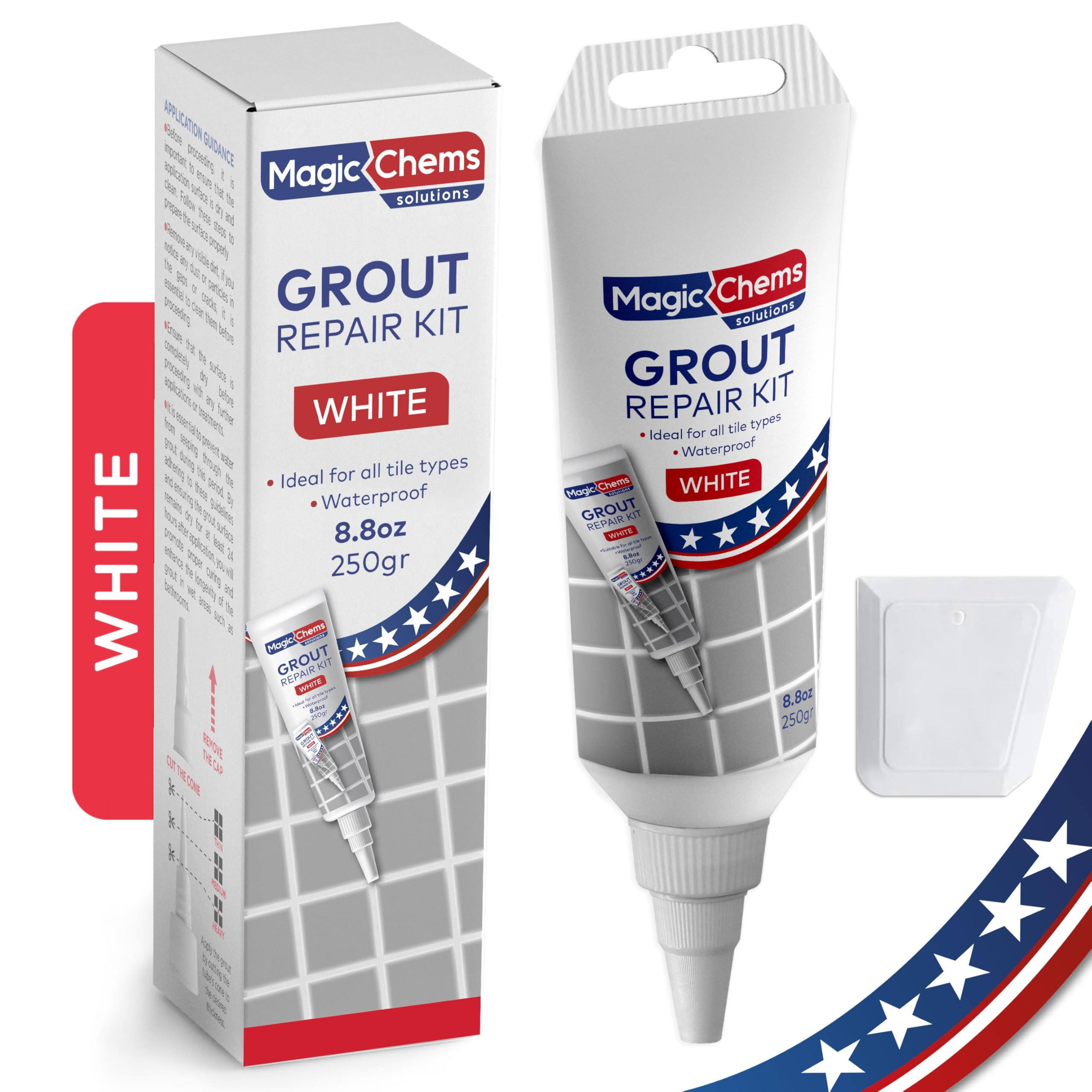 Tile Grout Repair, White 8.8 oz/250gr. Fast Drying Grout Repair Kit, Grout Filler Tube Repair Kit... | Amazon (US)