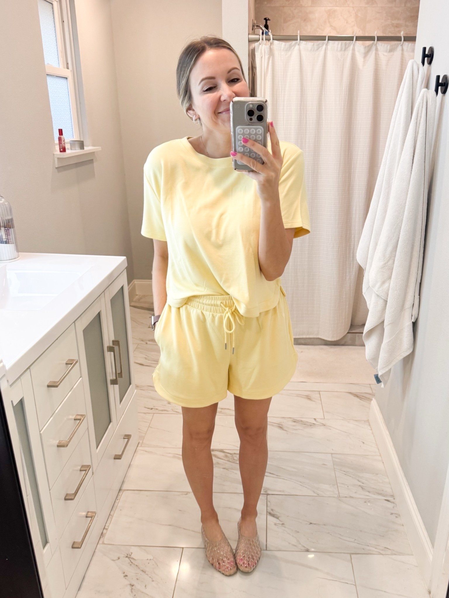 Small in both (could have sized down in shorts!)

#LTKootd #LTKdayinmylife #LTKOver40