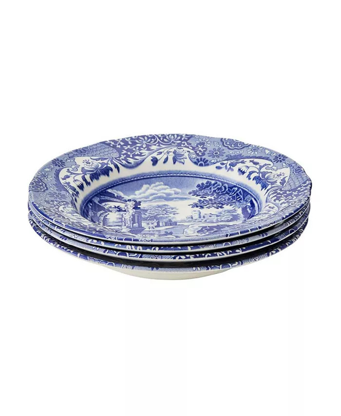 "Blue Italian" Rim Soup Bowl Set/4 | Macy's Canada