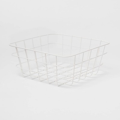 Small Wire Basket White - Brightroom: Powder-Coated Carbon Steel, Square Decorative Storage, 9.1"x9.1"x4" | Target