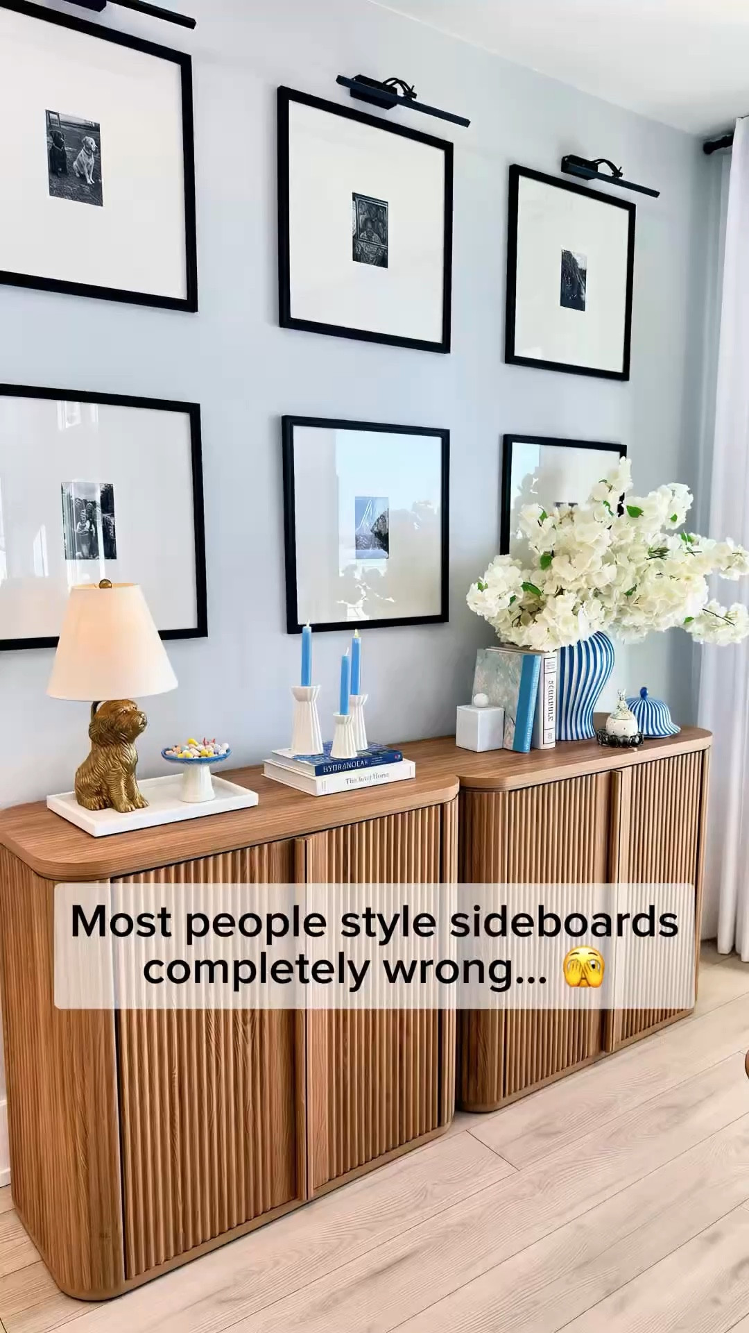 Follow me for daily home decor ideas and styling inspiration for a beautiful home. ✨

Most people style sideboards completely wrong… 🫣

The secret is layering pieces at different heights so the whole space feels balanced and designer.

I love mixing books, candles, florals, and a statement lamp to create that effortless layered look. It instantly makes the room feel warmer and more styled without looking cluttered.

This setup has quickly become one of my favorite spots in the house. The mix of blue, gold, and natural wood adds just enough contrast while still keeping everything light and timeless.

It’s the perfect styling moment for a dining room, living room, or even an entryway.

#LTKHome