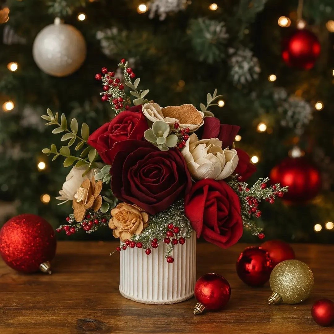 Bring festive warmth to your space with this handcrafted holiday arrangement from PineandPetalWeddings. Designed with richly toned sola and wood flowers in wine, apple red, ivory, and natural pine, this piece adds a rustic yet refined touch to any winter setting. The whitewashed metal vase enhances its cozy, farmhouse-inspired charm, making it perfect for Christmas tablescapes, seasonal celebrations, or holiday weddings. A beautiful, lasting accent that keeps your décor feeling merry all season long. ✨🎄
#LTKholiday #etsyhome #christmascenterpiece #woodflowers #rusticdecor #holidaywedding #festivedecor #farmhousechristmas

#LTKSeasonal #LTKHoliday #LTKHome