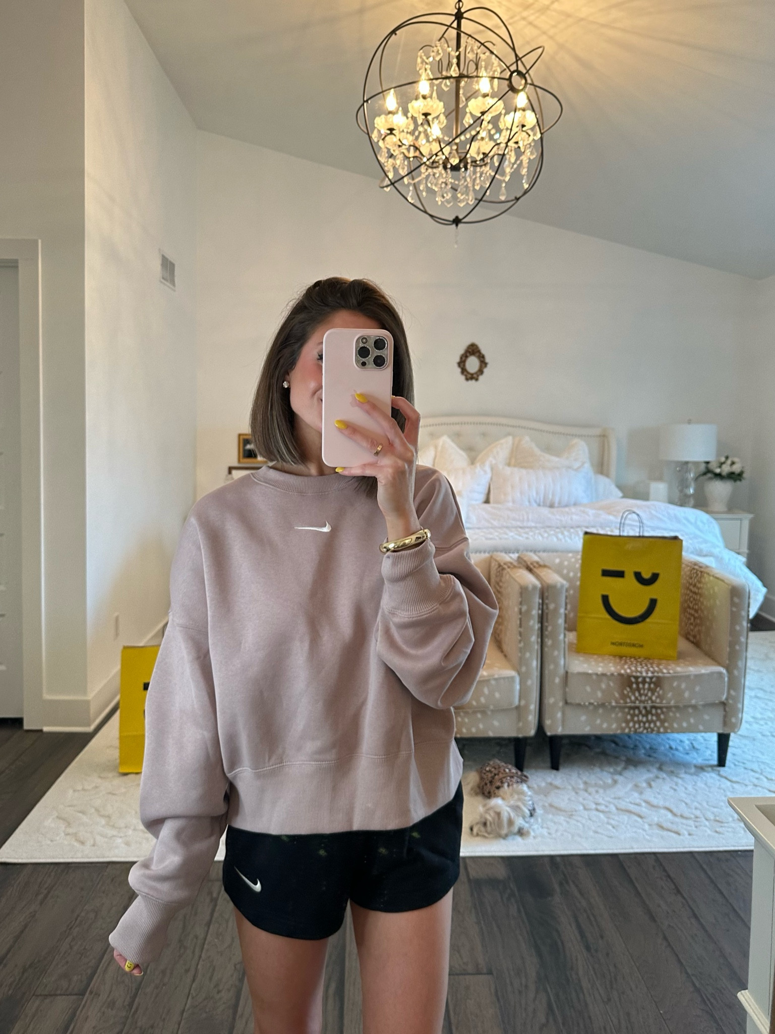 nike sweatshirt (sized up one to small)
nike shorts (tts, xs)

#LTKunder100 #LTKFitness #LTKxNSale