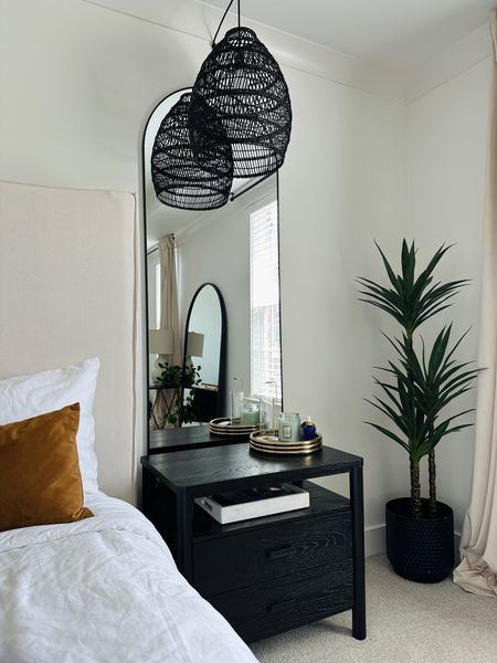 Wide black nightstands. 2 drawer open nightstand. Substantial size, REAL wood, 2 drawer black nightstand, felt lined drawers. Safavieh Couture Jaylessa. Black woven rattan pendant, plug in sconce, plug in pendant, faux tree, faux agave tree, gold tray, Anthropologie home, Voluspa French Cade & Lavender candle, modern bohemian

studio mcgee x target new arrivals, coming soon, new collection, fall collection, spring decor, console table, bedroom furniture, dining chair, counter stools, end table, side table, nightstands, bedside table, black nightstand, framed art, art, wall decor, rugs, area rugs, target finds, target deal days, outdoor decor, patio, porch decor, sale alert, tj maxx, loloi, cane furniture, cane chair, pillows, throw pillow, arch mirror, gold mirror, brass mirror, vanity, lamps, world market, wayfair, wayfair sale, weekend sales, opalhouse, target, jungalow, boho, wayfair finds, sofa, couch, dining room, high end look for less, kirkland's, cane, wicker, rattan, coastal, lamp, high end look for less, studio mcgee, mcgee and co, target, world market, sofas, couch, living room, bedroom, bedroom styling, loveseat, bench, magnolia, joanna gaines, pillows, pb, pottery barn, nightstand, cane furniture, throw blanket, console table, target, joanna gaines, hearth & hand, arch, cabinet, lamp, it look cane cabinet, amazon home, world market, arch cabinet, black cabinet, crate & barrel
#LTKSpringSale #LTKxWayDay #LTKSeasonal #LTKhome #LTKfamily

#LTKVideo #LTKhome #LTKfamily