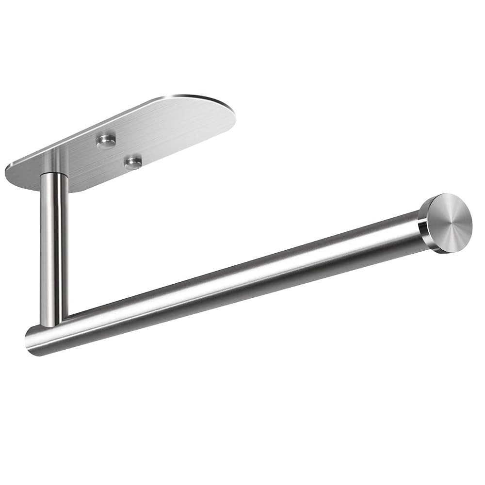 HUFEEOH Adhesive Paper Towel Holder Under Cabinet Wall Mount for Kitchen Paper Towel, Stainless S... | Amazon (US)