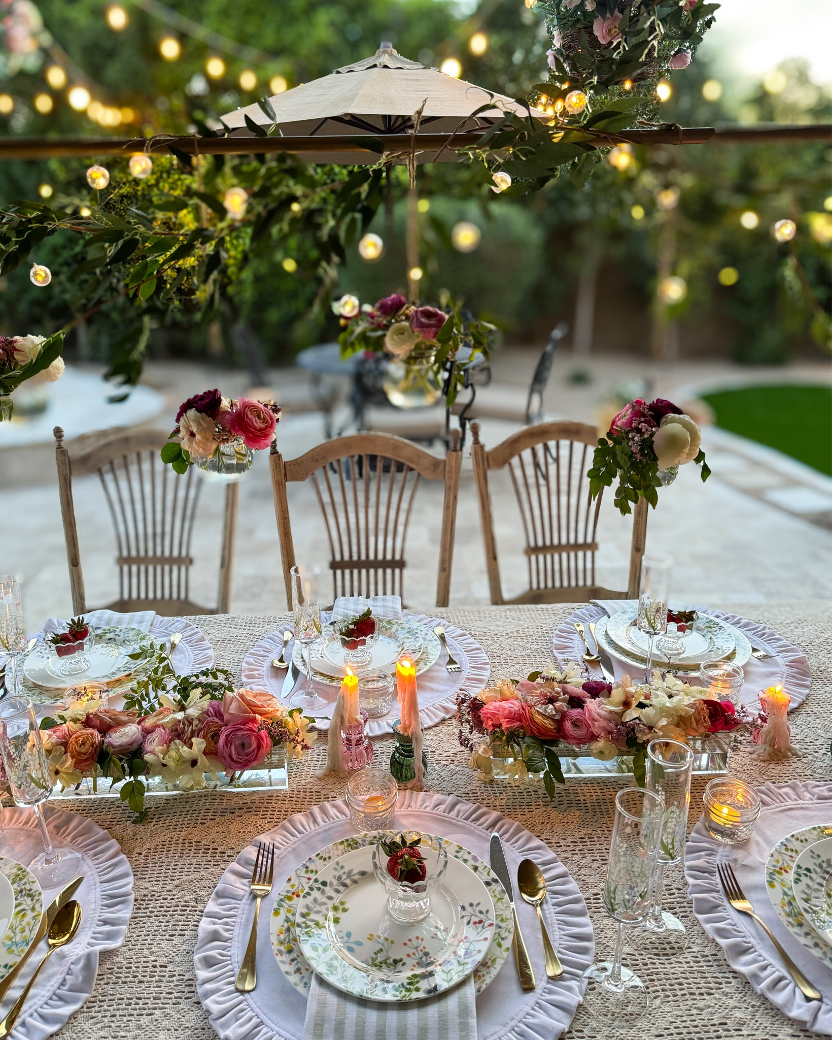 A Spring Soirée 

Tis the season for alfresco dining and garden tea parties. This tablescape features fresh flowers, Fairy globe lights, garden dishes and candlelight for various occasions: birthdays, bridal showers, garden parties, ladies luncheon, Mother’s Day and more. 

Placemats are from Arte Italica Crown Linen 

Table Rod, tablescape, Alfresco dining, tea party, garden party, 

#LTKParties #LTKFindsUnder100 #LTKFindsUnder50