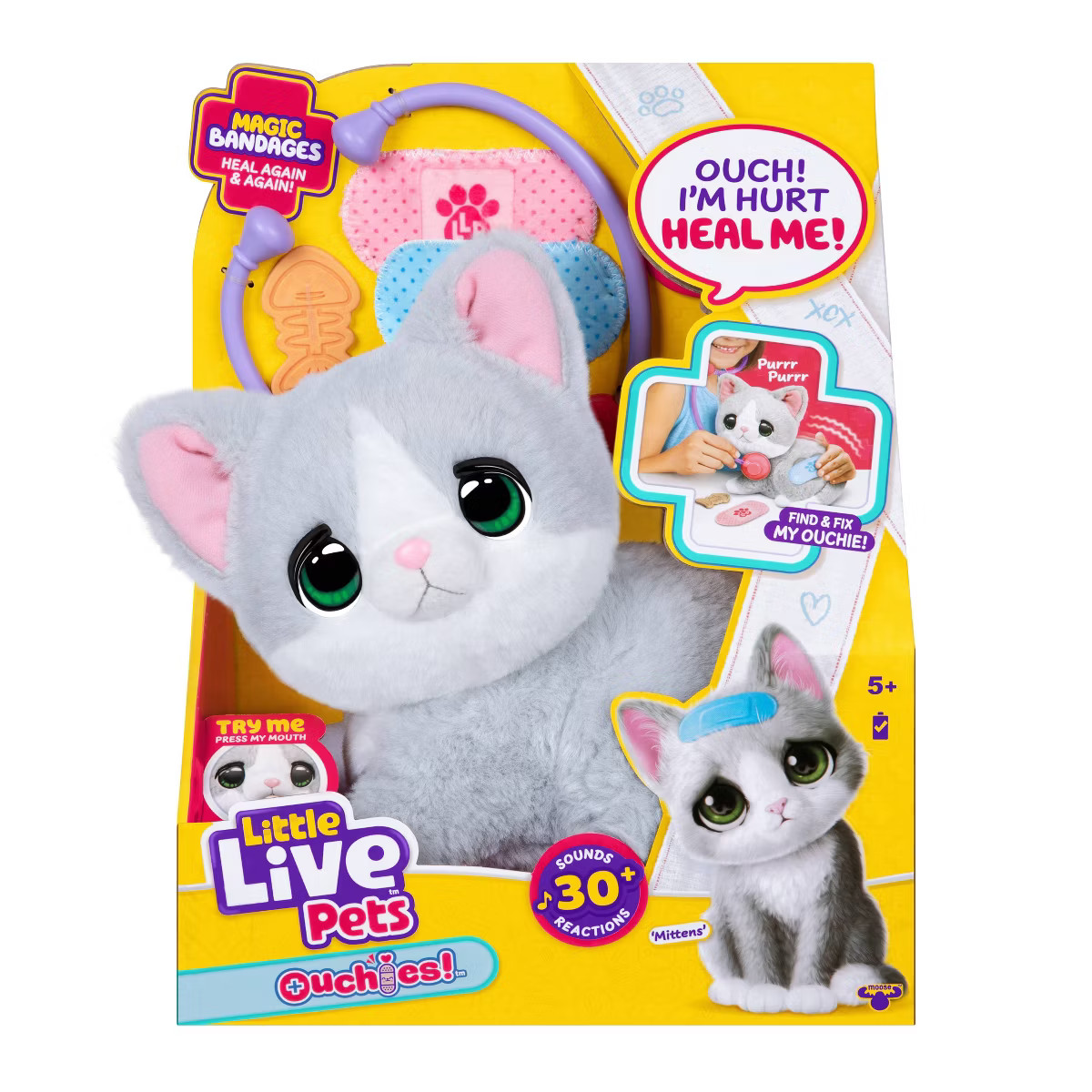 Little Live Pets Ouchies Single Kitten: Interactive Toy with Realistic Sounds and Touch Response,... | Target