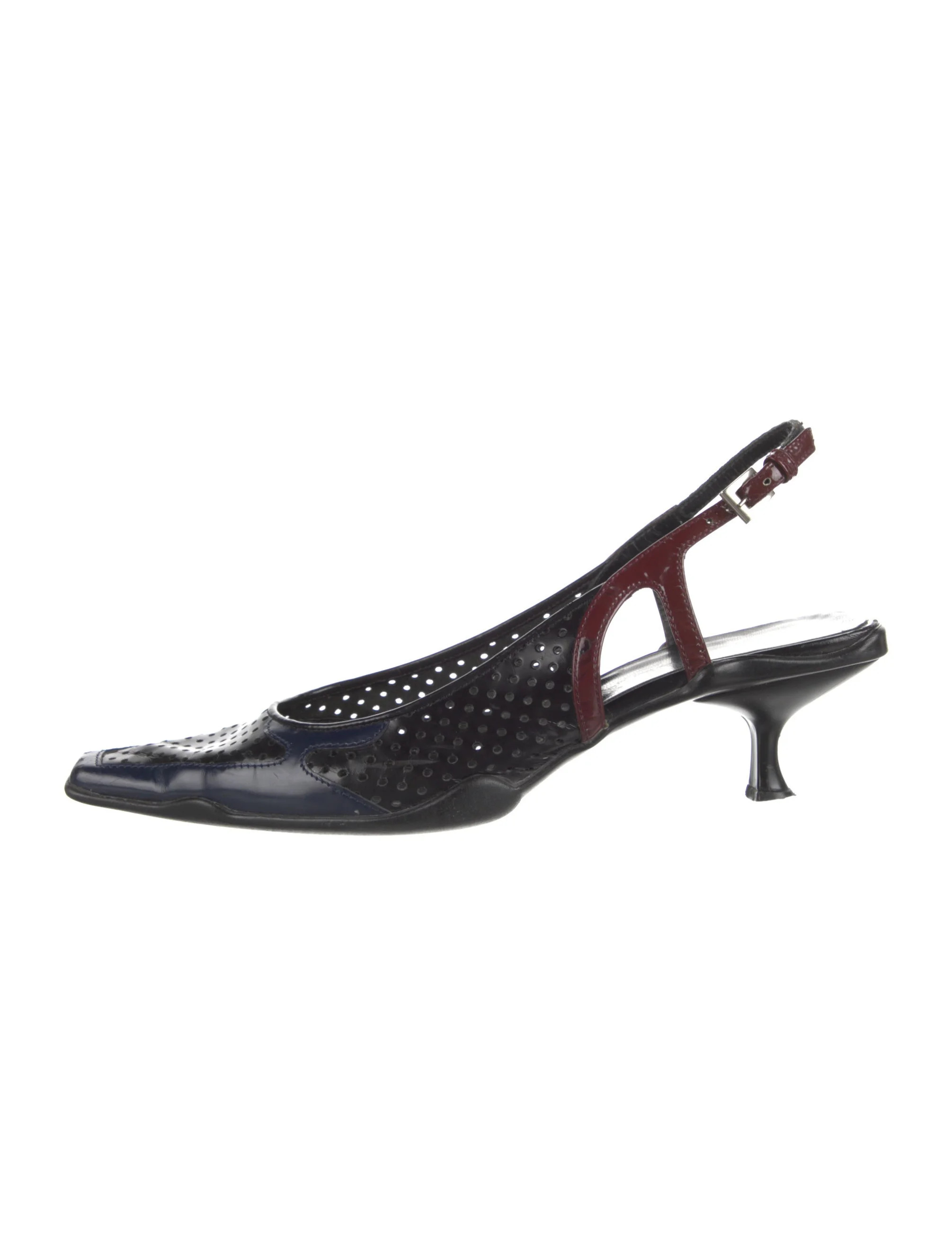 Leather Eyelet Trim Slingback Pumps | The RealReal