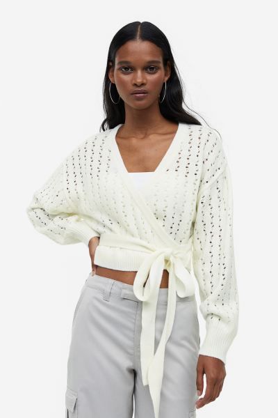 Hole-knit Wrapover Cardigan | H&M (US + CA)