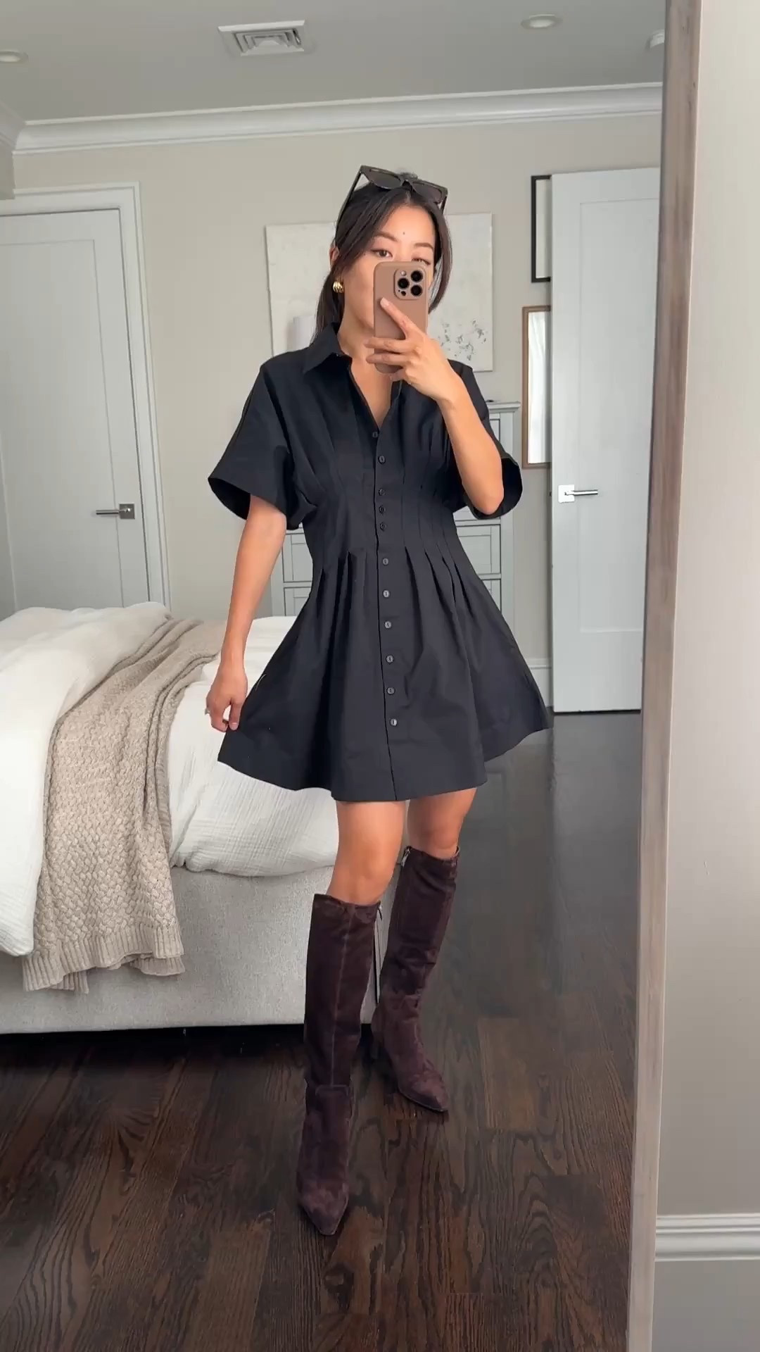 Anthropologie savings event includes their popular Tobie dress!

• Anthropologie tobie dress xxs petite. This colorway runs a little big - I have this dress in another color and it fits me more snug at the waist while this one has more room. 

Fairly Wrinkle resistant fabric and has pockets! The slightly structured fabric holds the shape well and 

• Naturalizer knee high boots sz 5.5 Narrow Calf. A great find for petites and also comes in standard and wide calf 

The narrow calf is fitted on me (I have 12.5” calves) and has comfortable low heel. The shaft height measures 15” in the front and 14” in the back. But this will increase as shoe size goes up !

• $15 BP sunglasses

Petite friendly dresses, short girl suede boots, mom style, little black dress

#LTKHoliday #LTKSaleAlert #LTKPetite