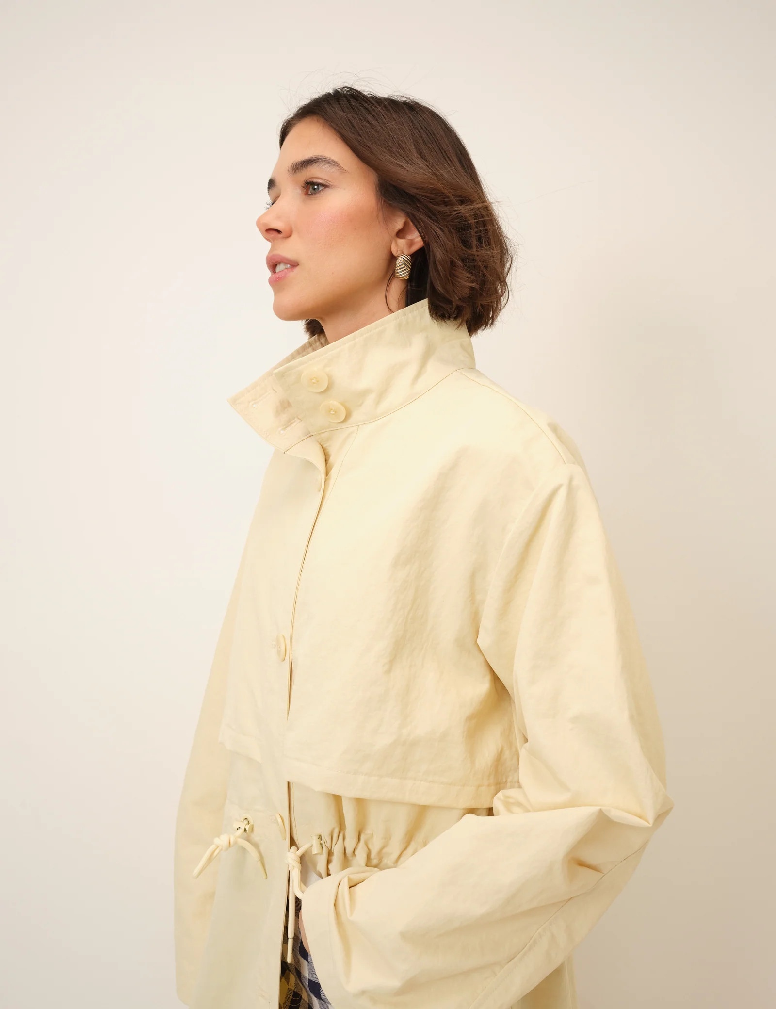 Butter Yellow Longline Funnel Neck Parka Jacket | Nobody's Child