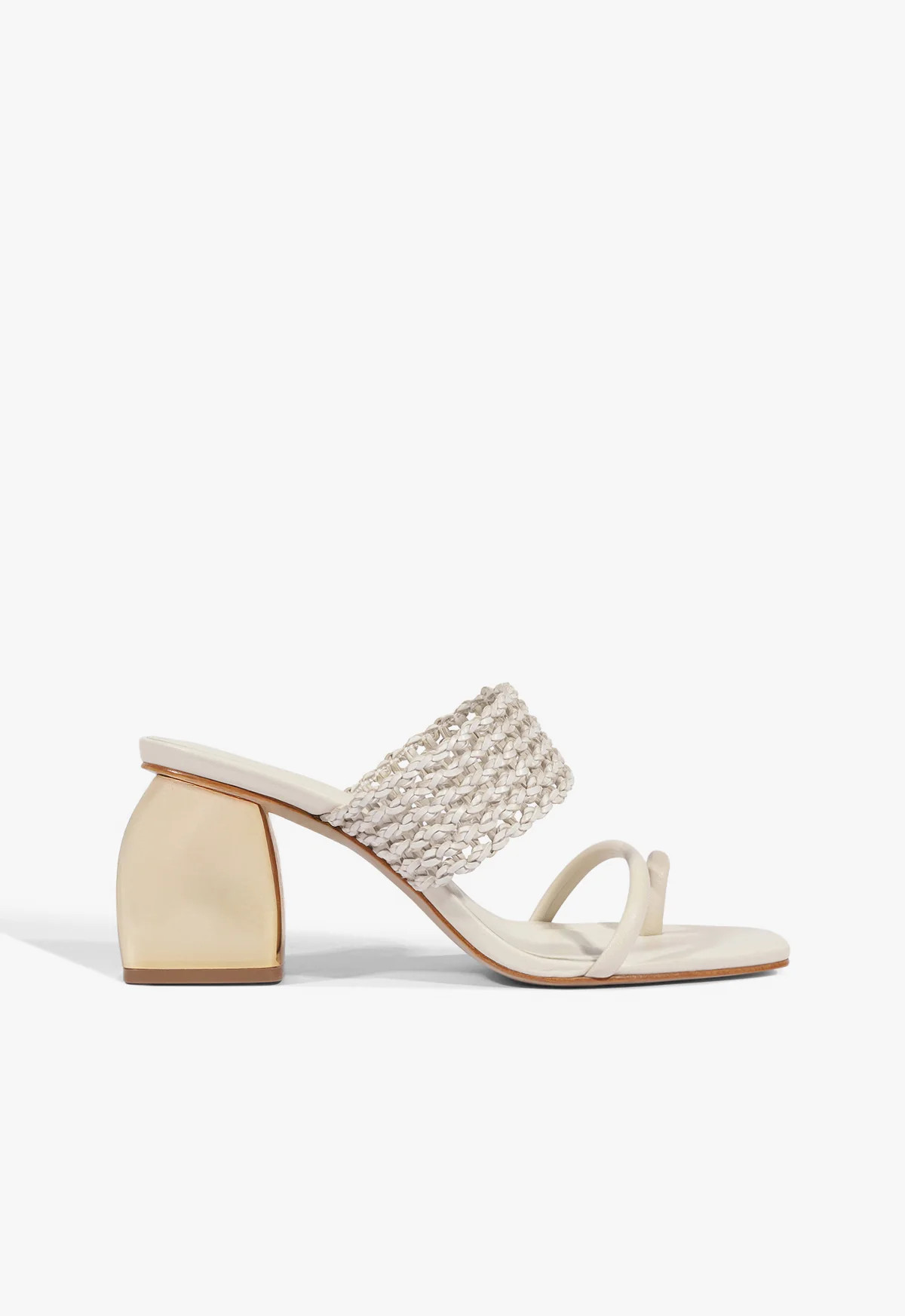 Aberdeen White Mid Block Heel Sandal | Schutz (US)