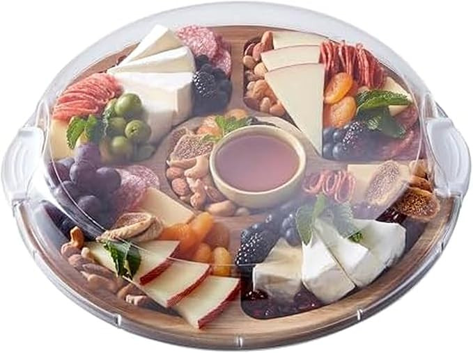 FARBERWARE Build-a-Board Cutting Board with Lazy Susan Turntable, Five Compartments, and Clear Lo... | Amazon (US)