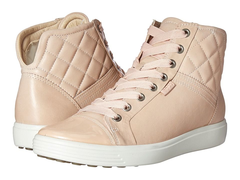 ECCO - Soft 7 Quilted High Top (Rose Dust/Rose Dust) Women's Lace up casual Shoes | 6pm