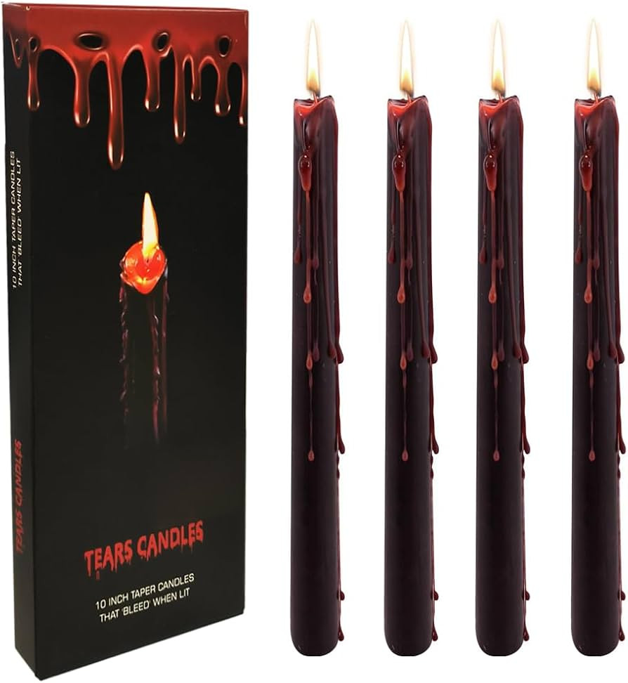 4 PCAK Tears Taper Candles Set, 10 inch Black Taper Candles, Bleeding Taper Candles for Halloween... | Amazon (US)