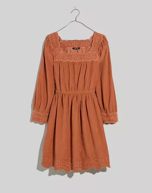 Plus Embroidered Corduroy Square-Neck Mini Dress | Madewell