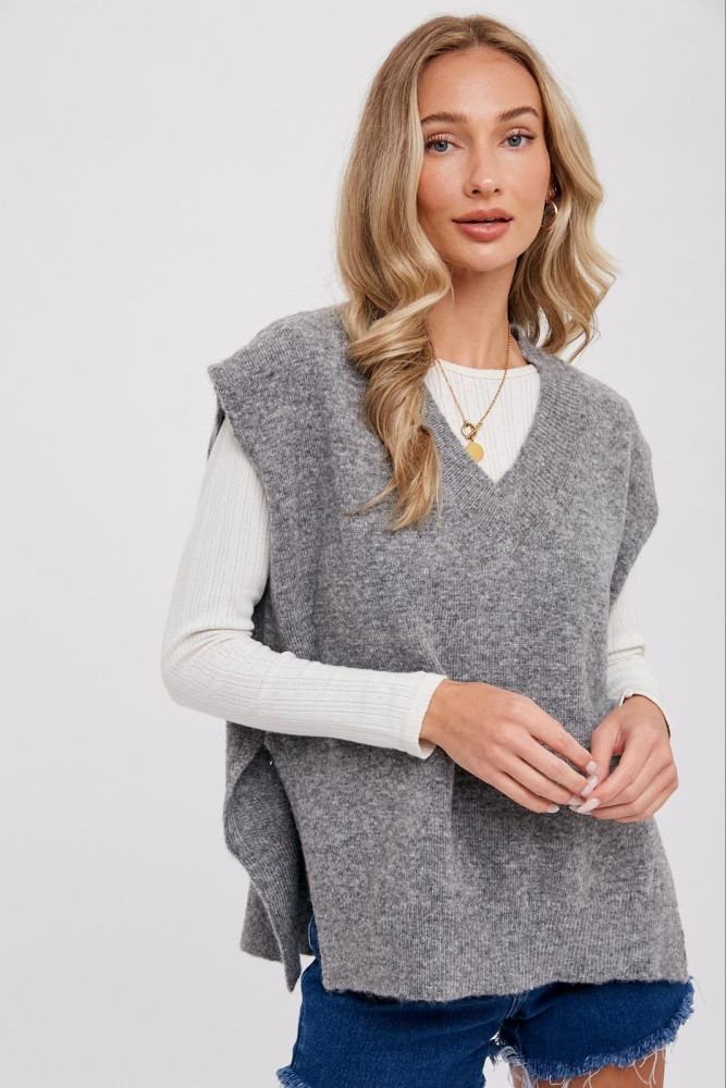 Grey Oversized Knit Vest | PinkBlush Maternity