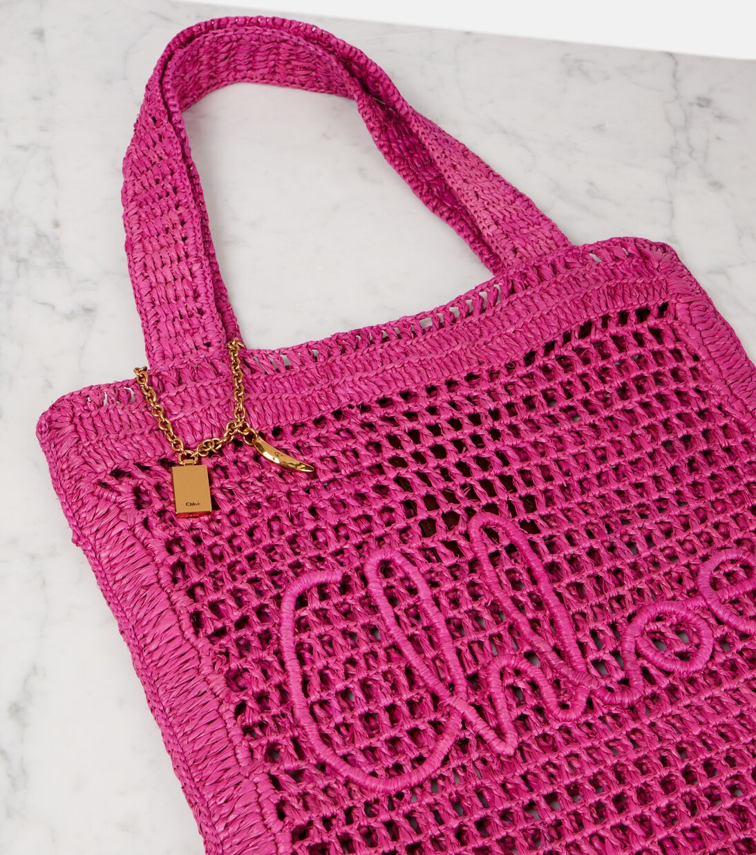 Summer Banana raffia-effect tote bag | Mytheresa (US/CA)